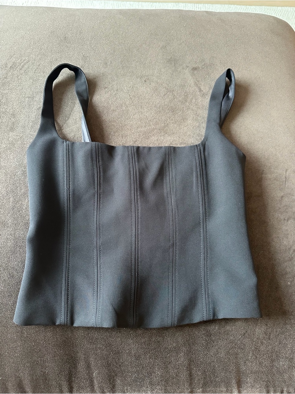 Zara Black Square-Neck Structured Tank